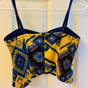 Medium Xhilaration Blue and Yellow crop top